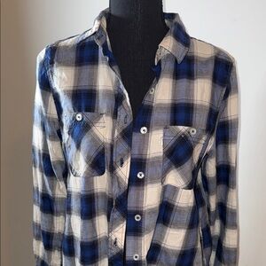 Blue and White Plaid Woman’s Shirt